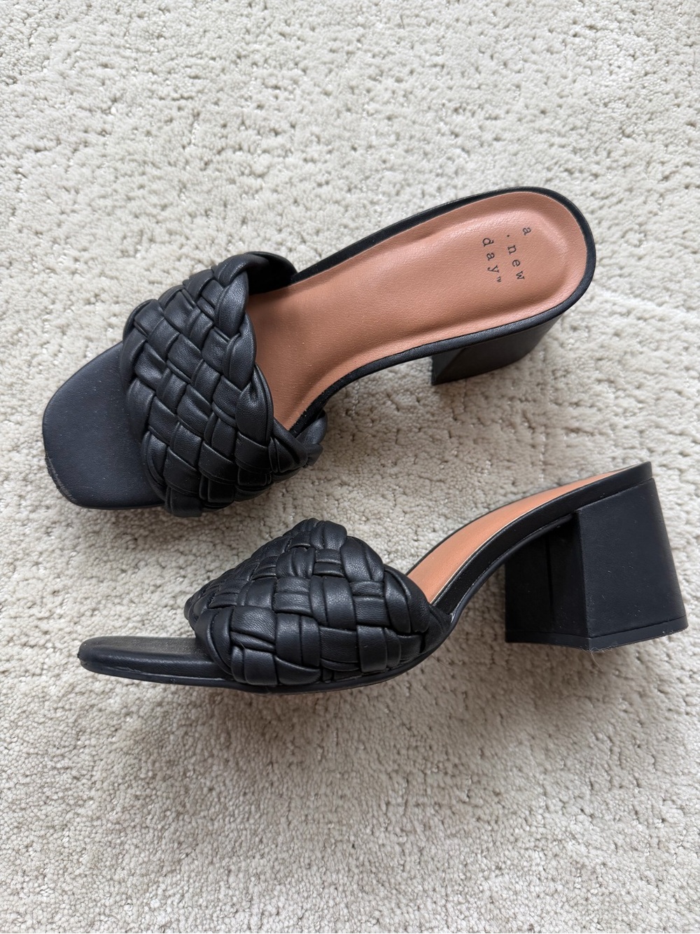 A New Day Black Braided Block Heel